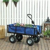 OUTSUNNY Garden Cart with Removable Liner, Quick-Release Sides, Blue