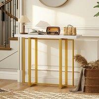 HOMCOM Modern Slim Long Accent Sofa Side Table for Hallway, White