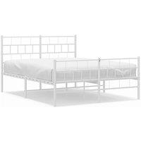 Berkfield Home Metal Bed Frame with Headboard & Footboard White 135x190 cm Double