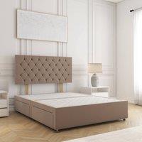 BSSPOKE Mia Divan Bed Plush 24 Headboard 2 Drawers Same Side & No Mattress in Taupe | Size: King