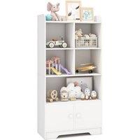 Costway 120cm Wooden Bookcase 4-Tier Bookshelf Freestanding Storage Cabinet Display Organizer in White