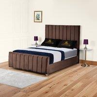 UK Bed Furniture Lisburn Gas Lift Ottoman Storage Upholstered Bed 48 Inch Headboard in Brown | Size: King
