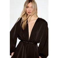 MissPap Women's Premium Satin Flippy Short Playsuit in Black | Size: 10