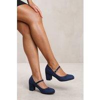 Where's That From Women's 'Eben' Block Heel Mary Jane Pumps in Navy | Size: 4