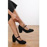 Where's That From Women's 'Cadence' Block Heel Court Shoes in Black | Size: 5