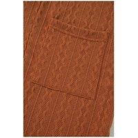 Everyday The Label Women's Chestnut Textured Knit Side Pockets Open Front Cardigan in Brown | Size: XL