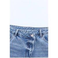 Everyday The Label Women's Sky Blue High Rise Crossover Waist Denim Shorts in Pale Blue | Size: 12