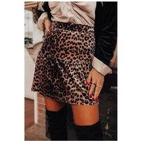 Everyday The Label Women's Brown Leopard Tiered Patchwork Hot Mini Skirt | Size: Large