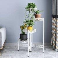 Living and Home 4-Tier Rotating Metal Plant Stand Display Shelf Flower Rack Holder in White | Size: XL
