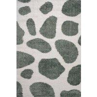 THE RUGS Moodi Pebble Design Shaggy Soft High Pile Living Room Rug & Runner in Green | Size: 80 cm x 150 cm