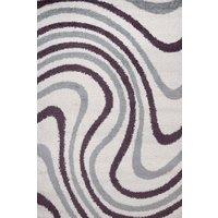 THE RUGS Moodi Wavy Design Shaggy Soft High Pile Living Room Rug & Runner in Purple | Size: 80 cm x 150 cm