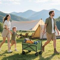 OUTSUNNY 62L Festival Trolley, 60kg Heavy Duty Folding Trolley Cart, Green