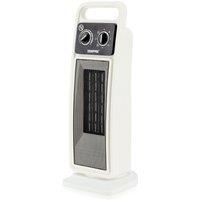 Geepas 2kW Ceramic Tower Fan Heater with Oscillation 2 Heat Settings in White