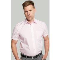 Double TWO Men's New Pink Short Sleeve Cotton Rich Non-Iron Shirt | Size: 19 inches
