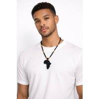 JTAPHRIQUE Men's African-Inspired Beaded Necklace with Statement Pendant in Black