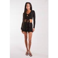 Pink Vanilla Women's Ruffle Slinky Mini Skirt in Black | Size: Large