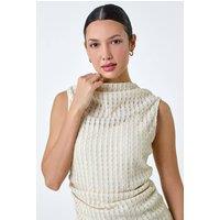 Roman Women's Textured Sleeveless Stretch Top in Natural | Size: 20