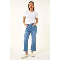 Roman Women's Petite Bootcut Cropped Jeans in Mid Blue | Size: 18