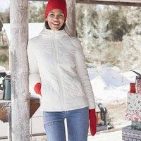 Lands' End Women's Petite FeatherFree Insulated Onion Quilted Jacket in Ivory | Size: 14-16