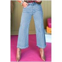 Everyday The Label Women's Myosotis Acid Washed High Rise Cropped Wide Leg Jeans in Pale Blue | Size: 10