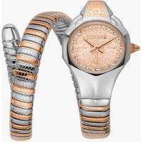 Just Cavalli Women's Snake Valli Two Tone Silver & Rose Bracelet Watch | Size: 23 Pack