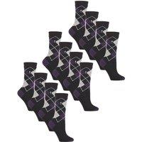 Heat Holders Women's 12 Pairs Ultra Lite Soft Thermal Socks in Aubergine | Size: 4-8