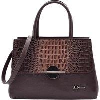 House of Leather Women's Womens Real Leather Handbag Mid Size Grab Bag Carol Black in Brown | Size: Medium