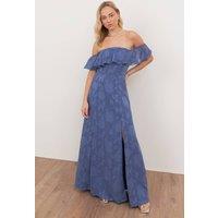 Anaya with Love Women's Floral Burnout Bardot Maxi Dress in Blue | Size: 6
