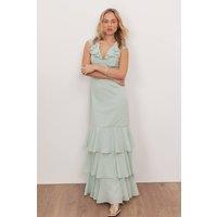 Anaya with Love Women's V Neck Ruffle Maxi Dress in Mint | Size: 8