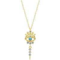 Spero London Women's Turquoise Evil Eye Eyelash Drop Sterling Silver Necklace in Gold