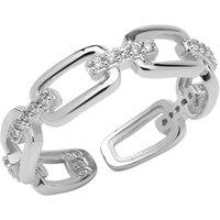 Spero London Women's Sterling Silver Pave Chain Ring