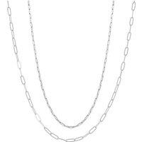 Spero London Women's Paperclip Chains Sterling Silver Layering Necklace Set