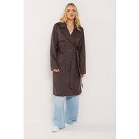 Long Tall Sally Women's Tall Faux Suede Trench Coat in Chocolate | Size: 16