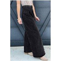 Everyday The Label Women's Dark Grey Pleated Wide Leg Mineral Wash Denim Pants | Size: 18