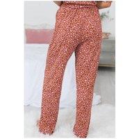 Everyday The Label Women's Brown Leopard Print Short Sleeve Shirt & Pants Pajamas Set | Size: Small