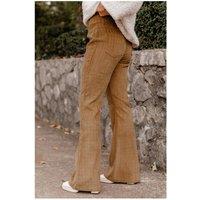 Everyday The Label Women's Grapefruit Orange Checkered Corduroy Flare High Waist Pants in Tangerine | Size: 10