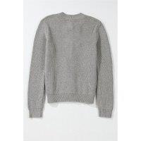 Everyday The Label Women's Philippine Gray Ribbed Knit Bow Front Buttoned Cardigan in Grey | Size: Large