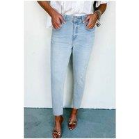 Everyday The Label Women's Beau Blue Mid Rise Ankle-Length Distressed Skinny Jeans in Pale Blue | Size: 18