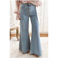 Everyday The Label Women's Beau Blue High Waist Button Zip Fly Bell Bottom Jeans in Pale Blue | Size: 12