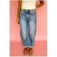 Everyday The Label Women's Dusk Blue Vintage Washed Seam Detail Shift Jeans in Mid Blue | Size: 8