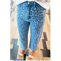 Everyday The Label Women's Sky Blue Leopard Print Straight Loose Jeans in Pale Blue | Size: 10