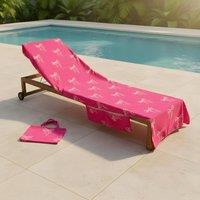 OHS Bows Beach Towel with Bag Quick Dry Absorbent Travel Spa in Bright Pink