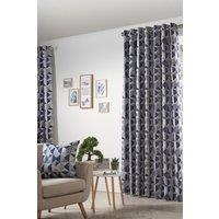 Alan Symonds Skandi Geometric Jacquard Fully Lined Eyelet Curtains in Navy | Size: 117 cm width x 137 cm drop