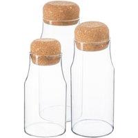Argon Tableware 3 Piece Glass Storage Bottles Set with Cork Lids in Clear