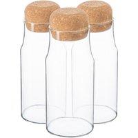 Argon Tableware Glass Storage Bottles with Cork Lids 375ml Pack of 3 in Clear