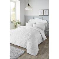 Serene 'Luana' Microfibre Pinsonic 3D Floral Design Duvet Cover Set in White | Size: Super King