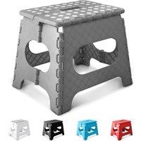 Keplin 11 Inch Heavy Duty Folding Step Stool | Non-Slip Foldable Footstool in Grey