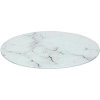Harbour Housewares Round Glass Chopping Board - 30cm Marble Effect Kitchen Cutting Board in White