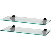 Harbour Housewares 2x Floating Glass Shelves - 50cm - Bathroom Shower Storage Display in Black