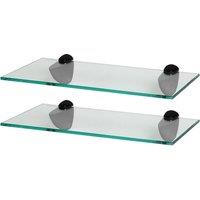 Harbour Housewares 2x Floating Glass Shelves - 40cm - Bathroom Shower Storage Display in Black